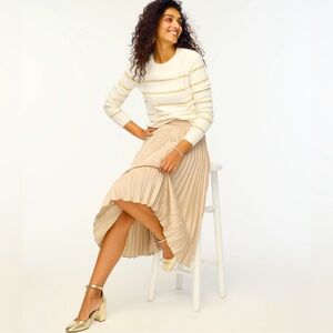 NWT J. Crew Shimmer striped crewneck in extra-soft yarn gold/cream size XL